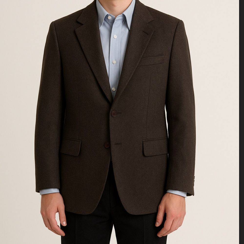 BROOKS BROTHERS Dark Grey Camel Hair Sport Coat-44R